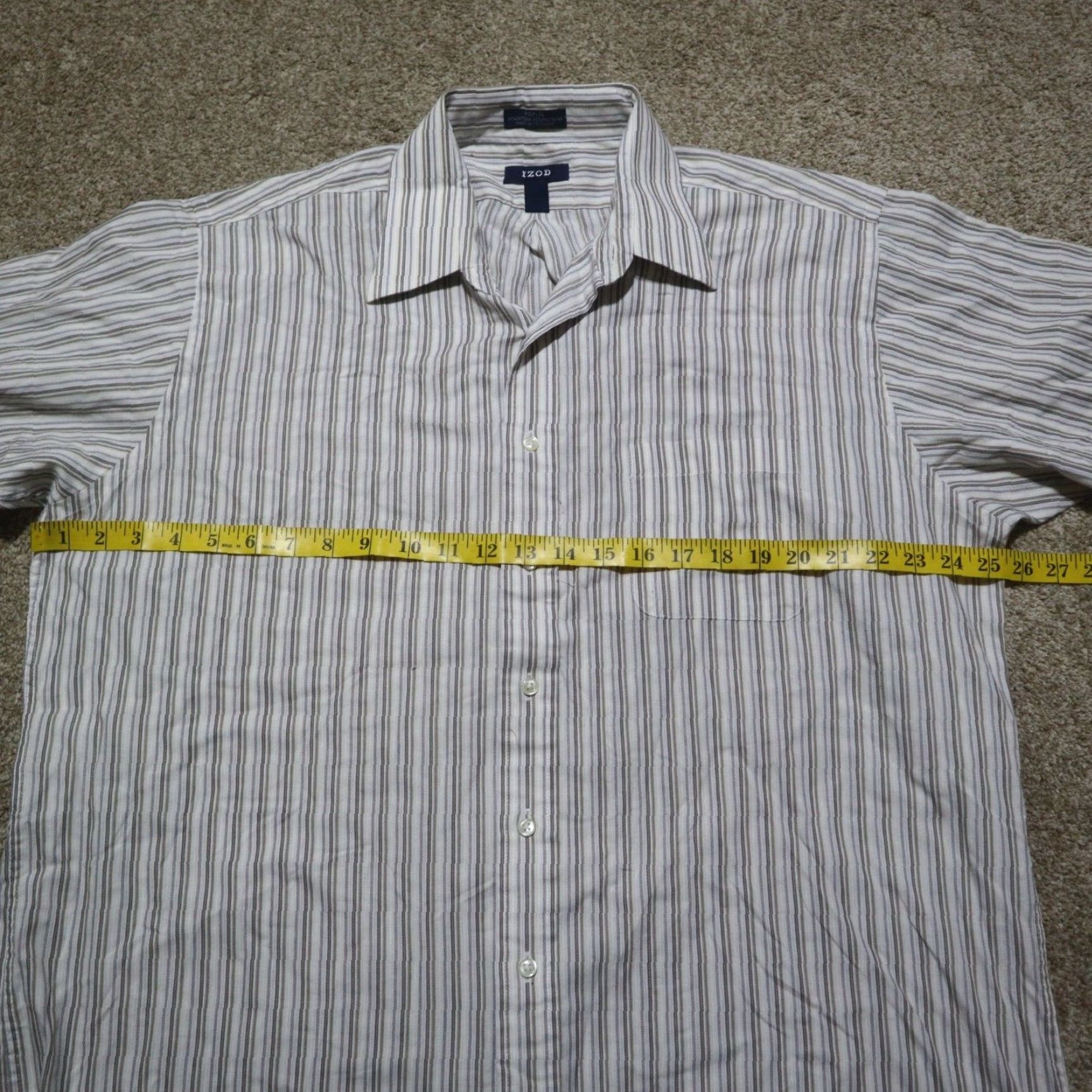 Izod IZOD Shirt White Striped Button-Down Easy Care Long Sleeve Adult XL 17.5 32/33 Men Mens Button-Up Casual Workwear 12/42 (example) Size US XL / EU 56 / 4 - 3 Thumbnail