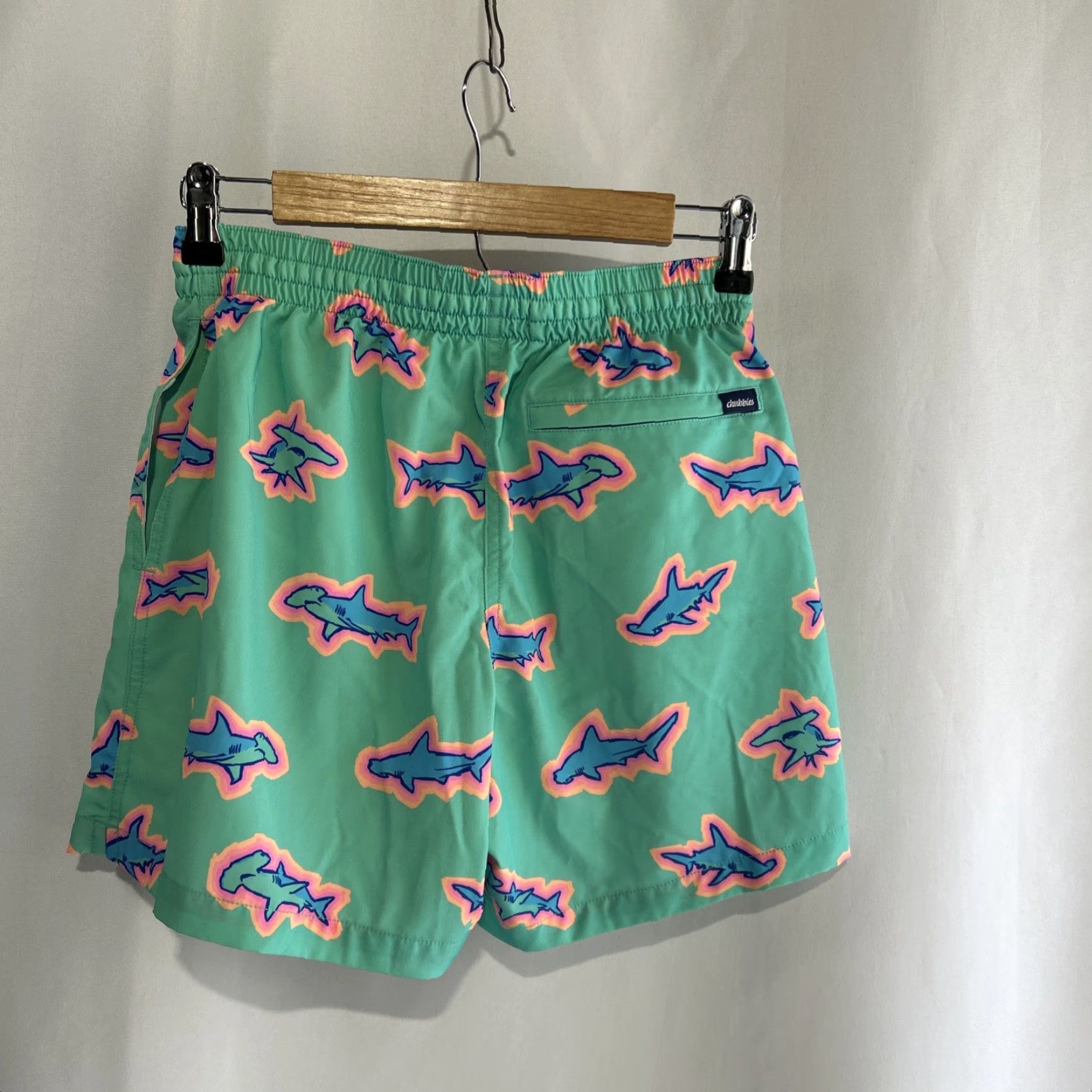 Chubbies Chubbies Swim Trunks Mens S Blue 7" Board Shorts Lined Sharks Drawstring Size US 29 - 2 Thumbnail