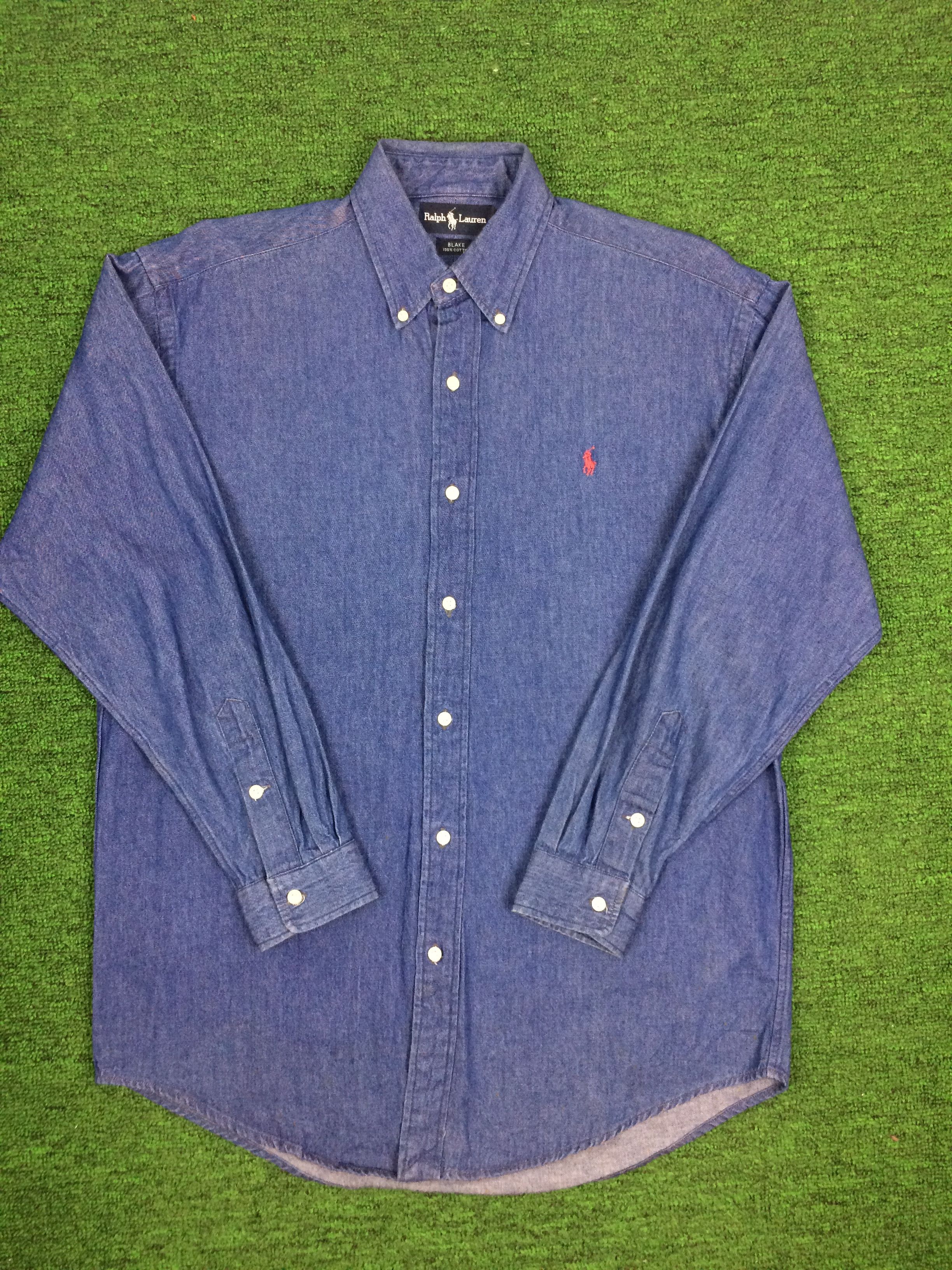 Polo Ralph Lauren × Vintage G15 POLO RALPH LAUREN DENIM WORK SHIRT BLAKE COTTON Size US L / EU 52-54 / 3 - 1 Thumbnail