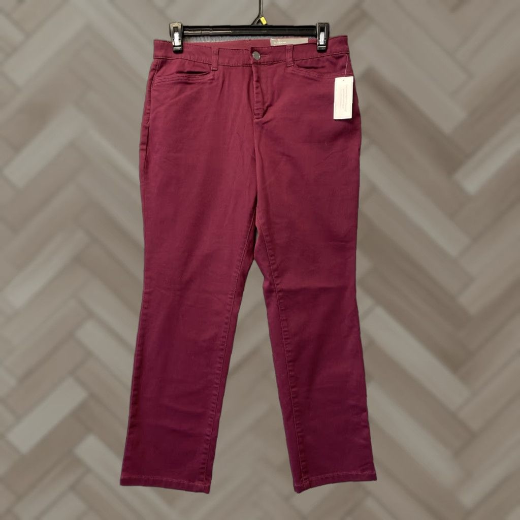 Vintage Christopher & Banks Women's Maroon Pants 12P Skinny Chino Classic Casual Size 34" / US 12 / IT 48 - 1 Thumbnail