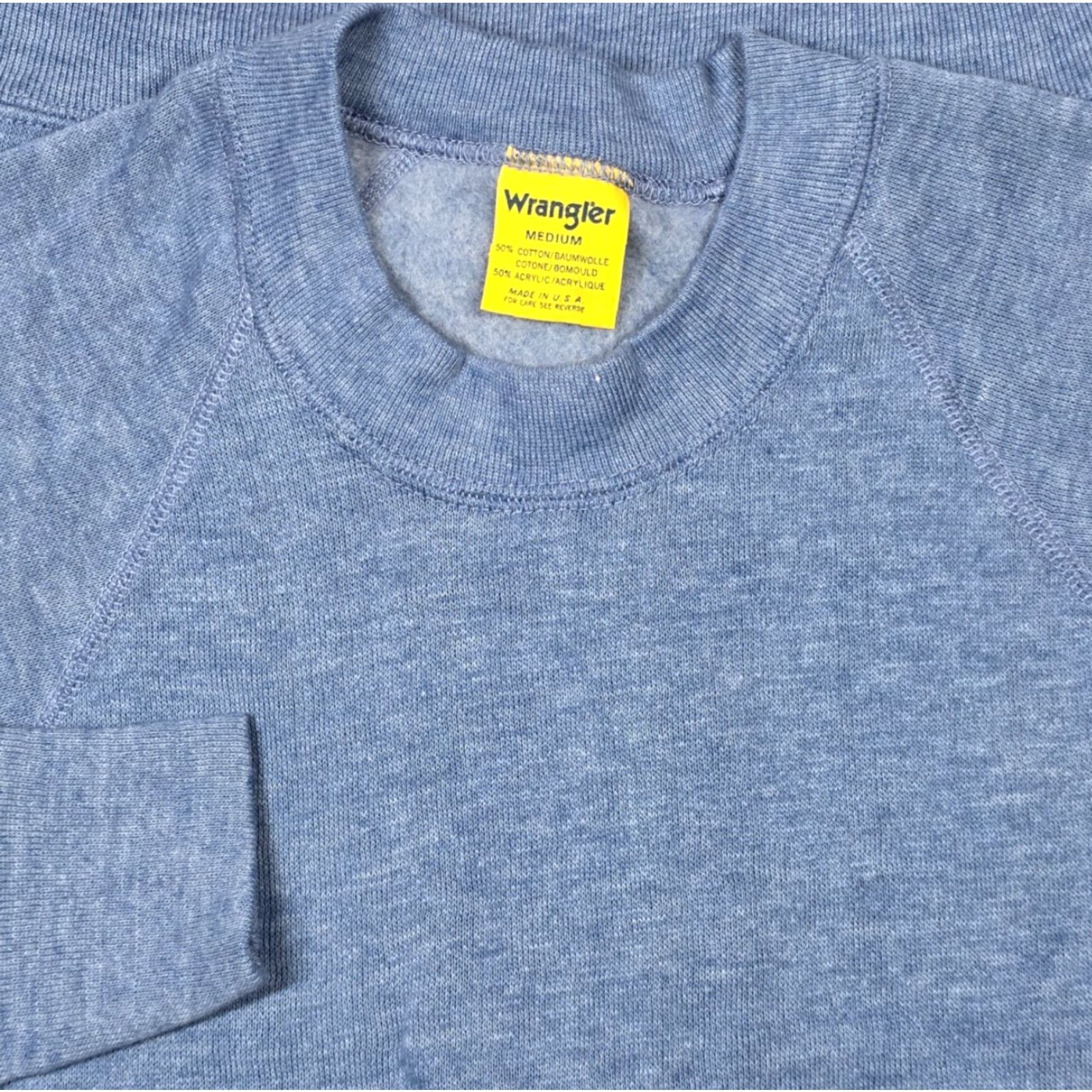 Wrangler VINTAGE Wrangler Raglan Sweatshirt Blue 70s 80s M Crew USA Shirt Men Pullover All Seasons Logo Size US M / EU 48-50 / 2 - 2 Thumbnail