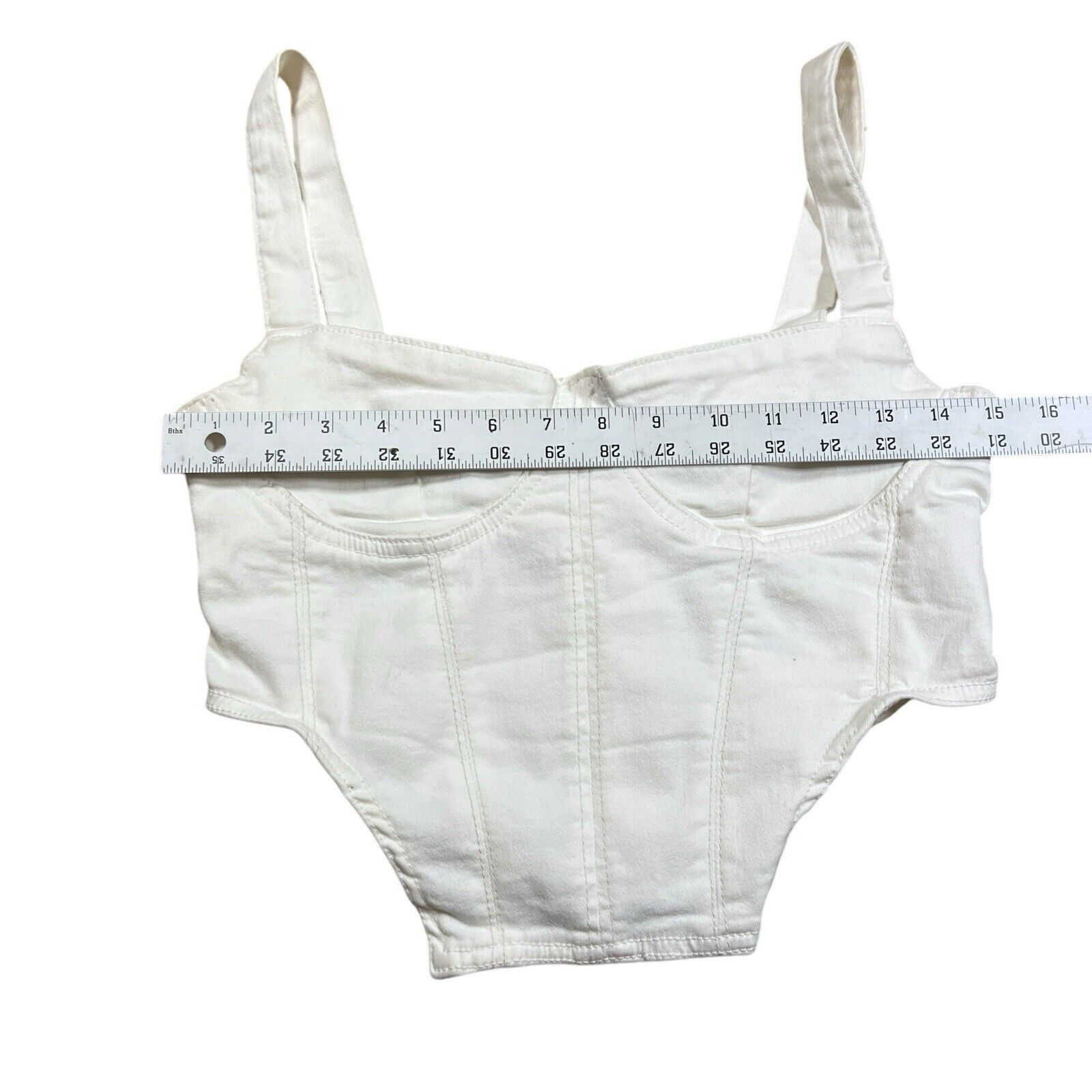 Zara Zara White Denim Corset Top Cropped Size Large Gothic Bridal Size L / US 10 / IT 46 - 4 Thumbnail