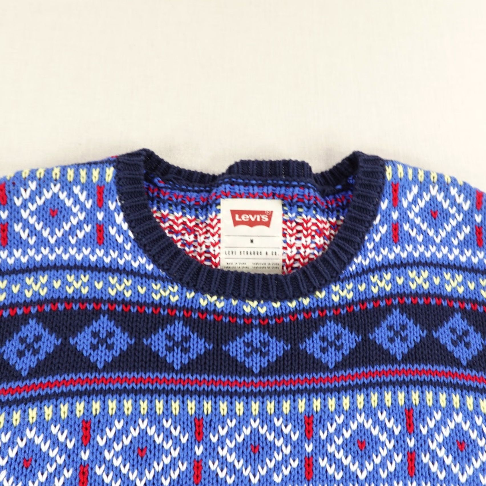 Levi's VINTAGE Levi's Sweater Shirt Mens M Blue Fair Isle Geometric Holiday Pullover Crew Neck 80s 90s Mens Size US M / EU 48-50 / 2 - 2 Thumbnail