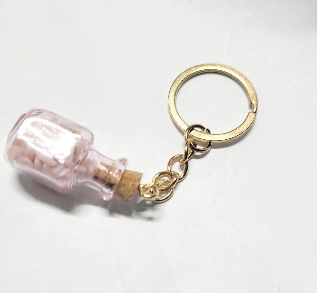Handmade Hand crafted pink opal mini bottle keychain Size ONE SIZE - 3 Thumbnail