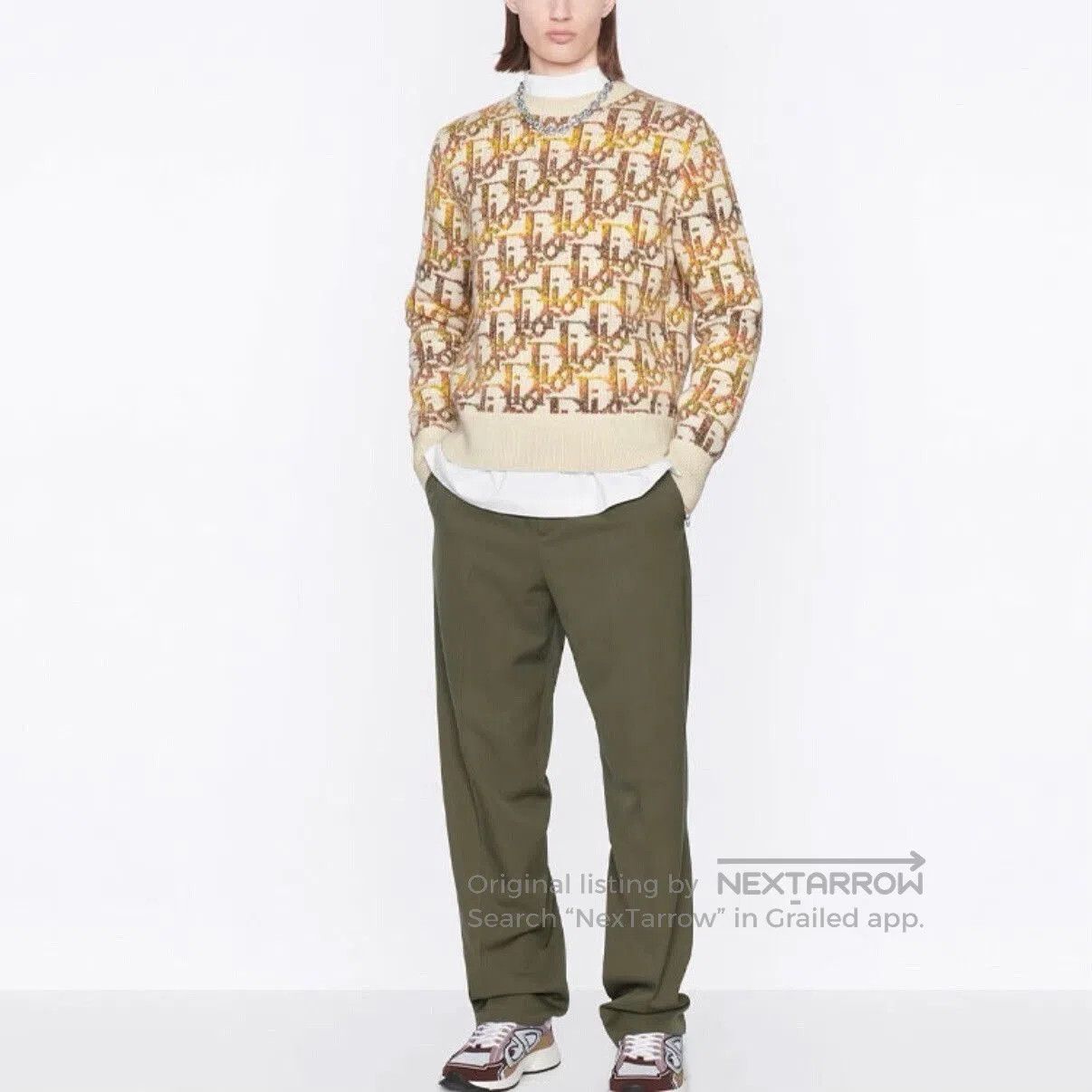 Dior dior yellow knitted logo sweater xl. Size US XL / EU 56 / 4 - 6 Thumbnail