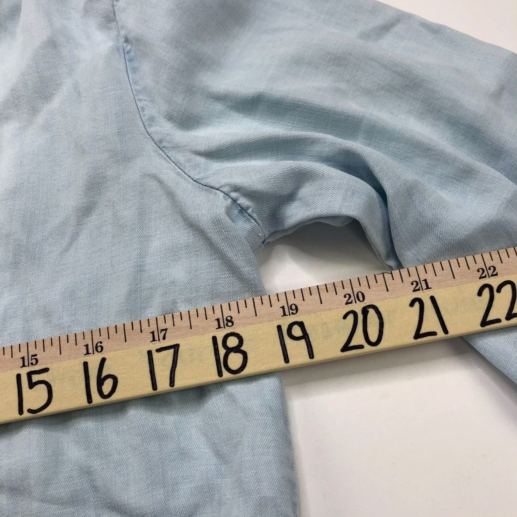 Bell Cloth & Stone Blouse Shirt V-Neck Bell Sleeve Chambray Lyocell Blue Small Womens Size S / US 4 / IT 40 - 6 Thumbnail