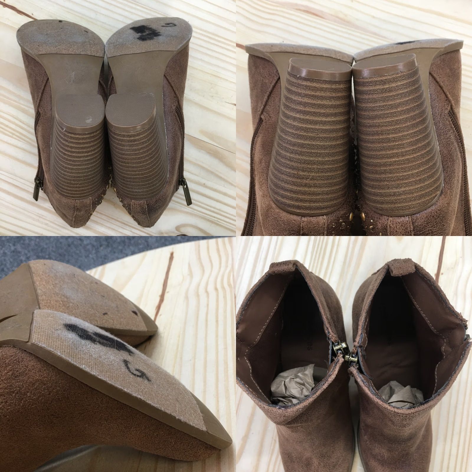 Vintage Maurices Boots Womens 7.5 M Brandy Side Zip Heels Ankle Bootie Brown Fabric Size US 8 / IT 38 - 8 Thumbnail