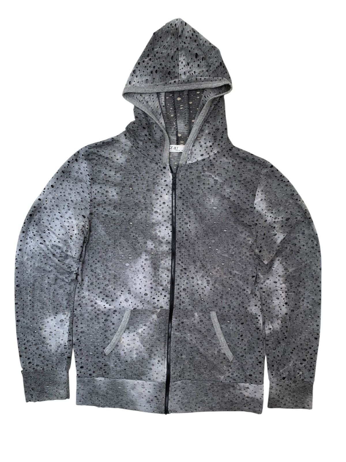 2000s Unknown - Sun faded moth tech zip hoodie Mesh Top Net