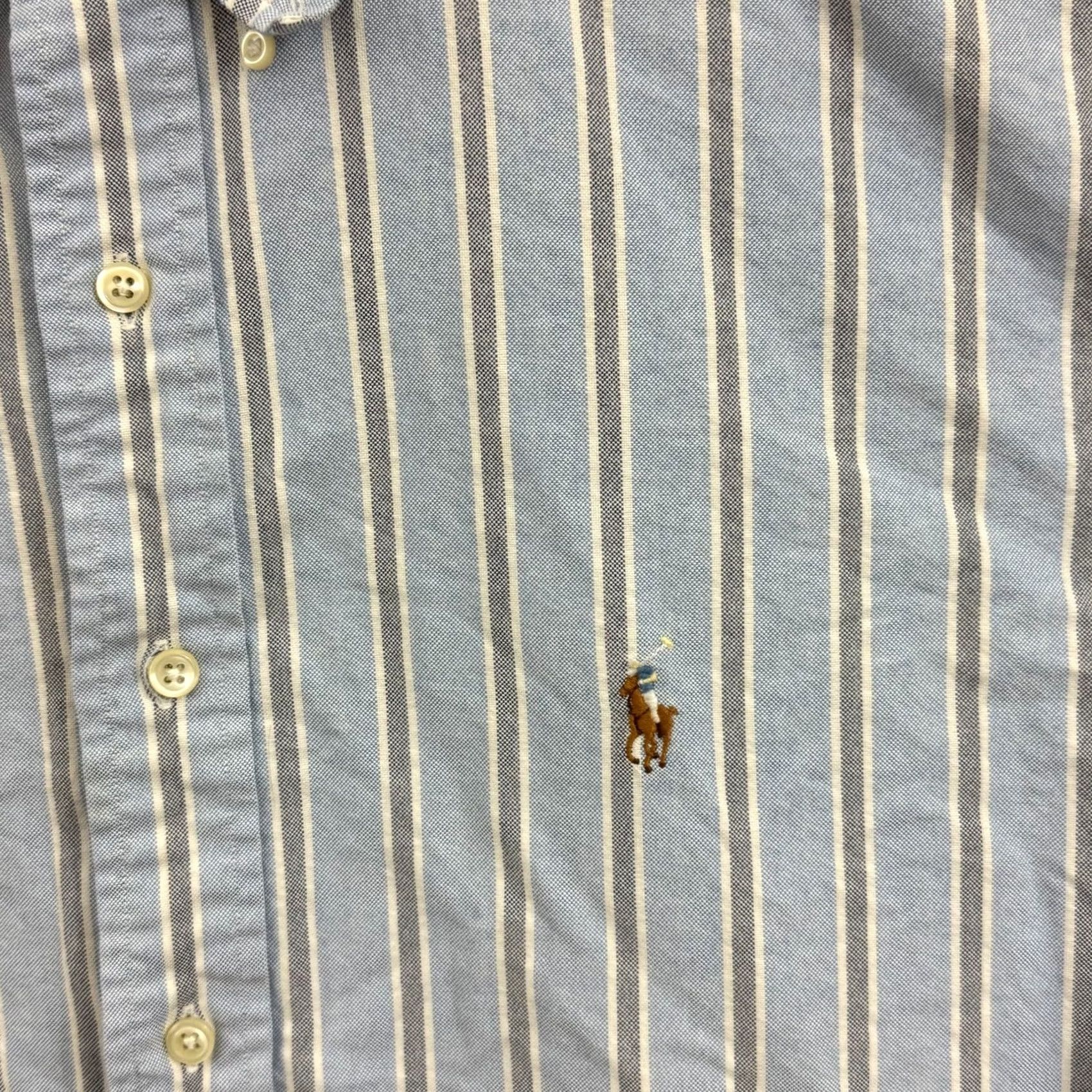 Ralph Lauren Ralph Lauren Yarmouth Shirt Men XL Blue Oxford Stripe Long Sleeve Button Pony Dress Vintage Mens Size US XL / EU 56 / 4 - 4 Thumbnail