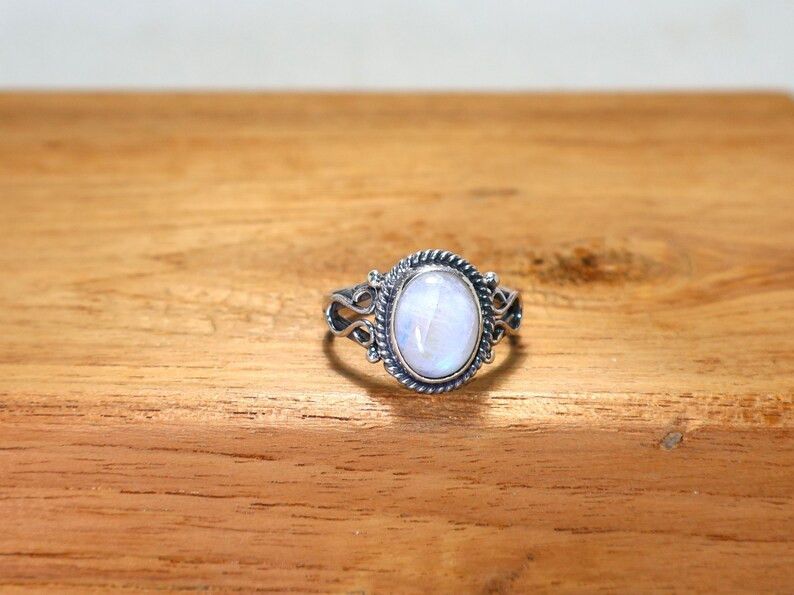 Handmade Rainbow Moonstone Ring: Handmade Sterling Silver Ring Size ONE SIZE - 2 Thumbnail