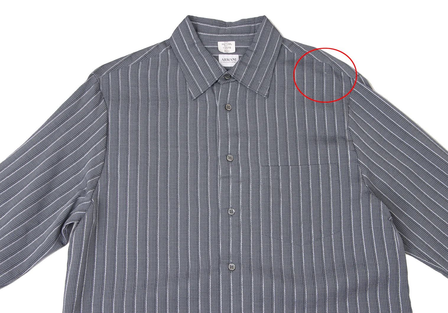 Armani Collezioni Rayon Cotton Stripe Shirt in Gray, Size L Size US XXS / EU 40 - 2 Thumbnail