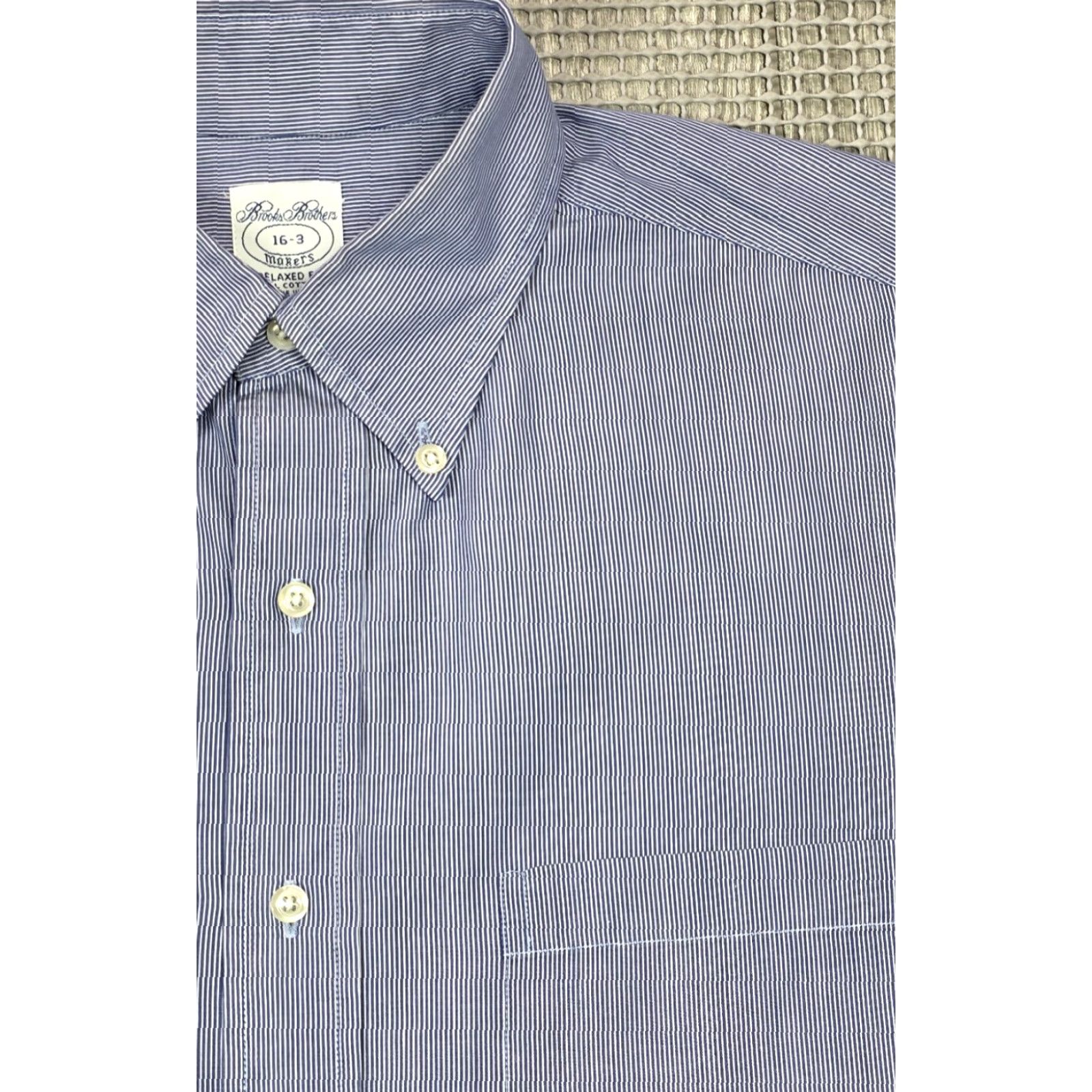 Brooks Brothers VINTAGE Brooks Brothers Makers Long Sleeve Shirt Mens 16-3 Button Up Blue Stripe USA Size US L / EU 52-54 / 3 - 3 Thumbnail