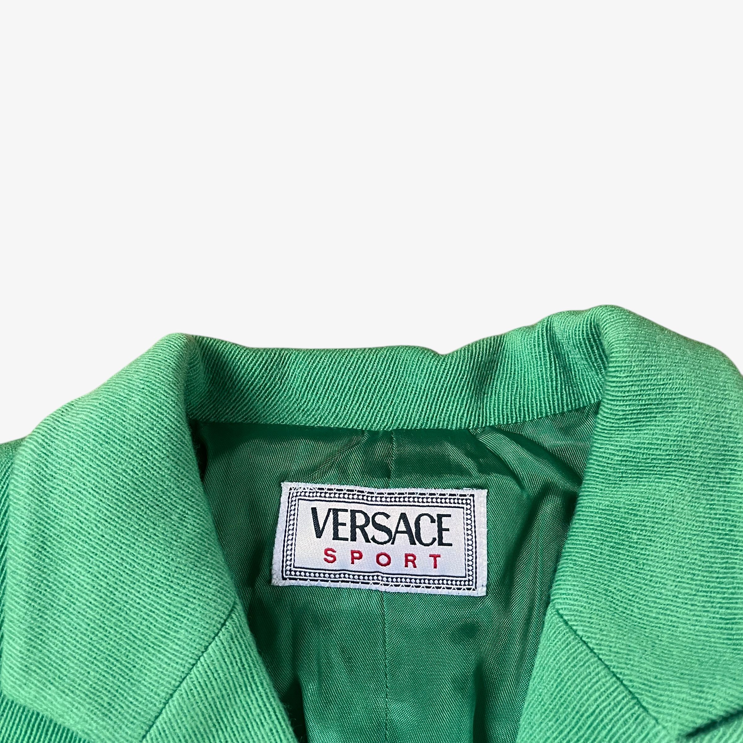 Versace Vintage 70s Women's Versace Sport 1978 Green Wool Blazer Size S / US 4 / IT 40 - 2 Thumbnail