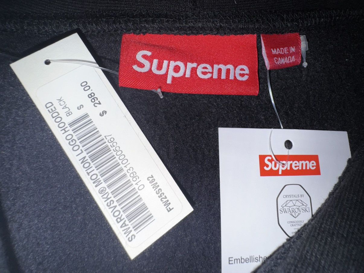 Supreme × Swarovski SUPREME X SWAROVSKI MOTION LOGO HOODED SWEATSHIRT FW25 Size US S / EU 44-46 / 1 - 3 Thumbnail
