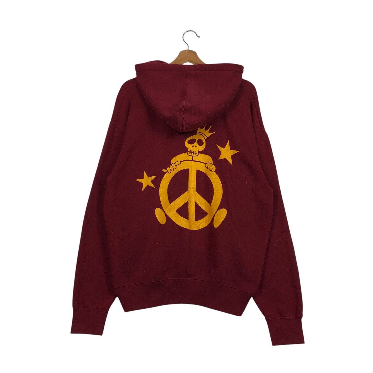 Japanese Brand Vintage Peace Skull Crown Hoodie Maroon Street Punk Graphic Size US L / EU 52-54 / 3 - 9 Thumbnail