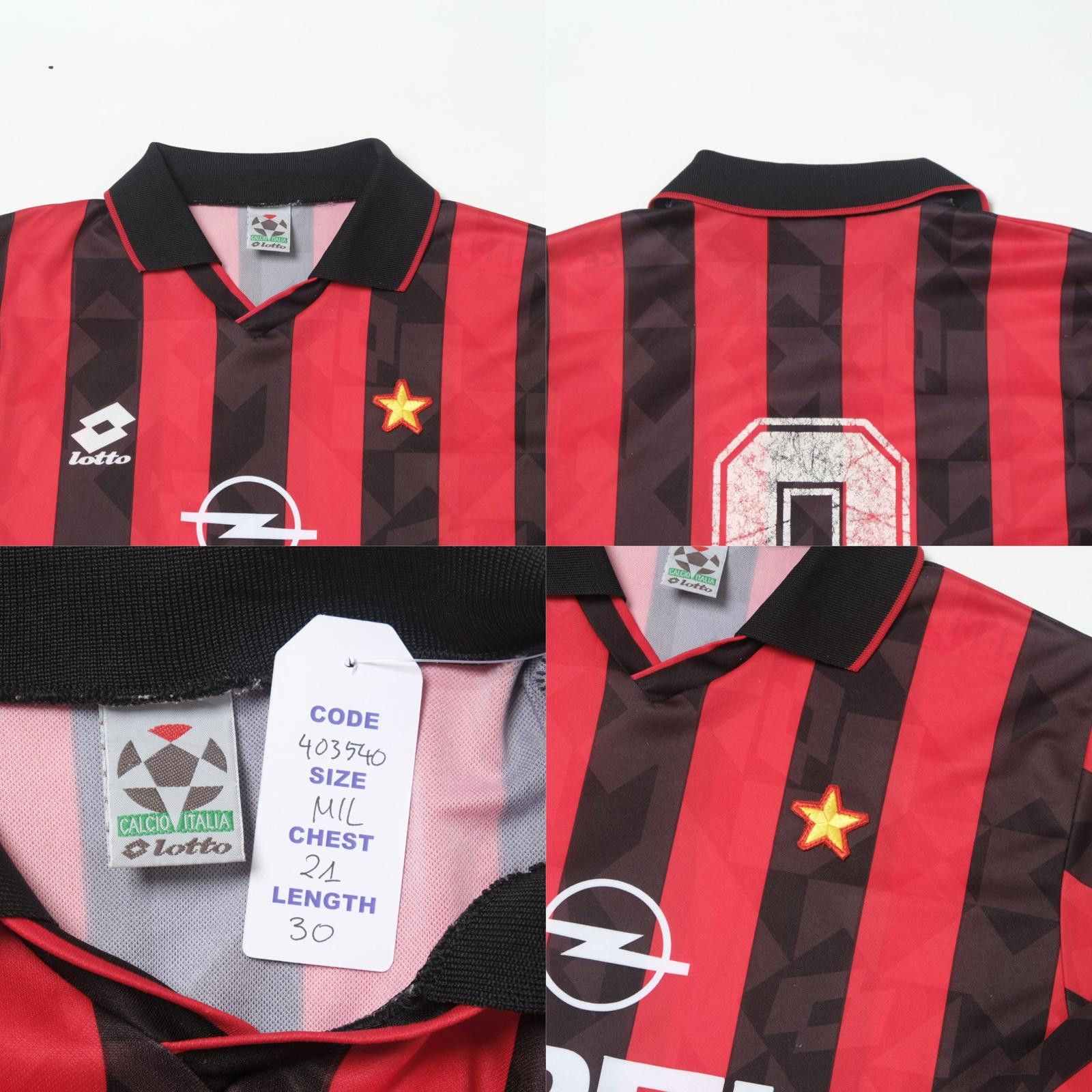 Lotto Sport 1995/96 AC Milan Home Shirt (M/L) Size US M / EU 48-50 / 2 - 5 Thumbnail