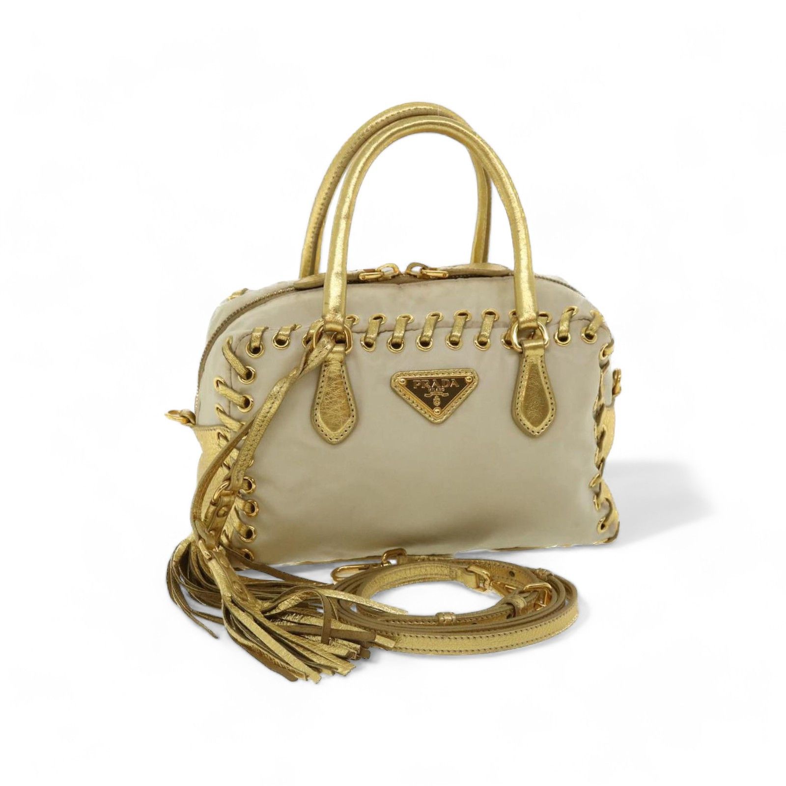 Prada Prada - mini handbag gold 2way shoulder bag vintage