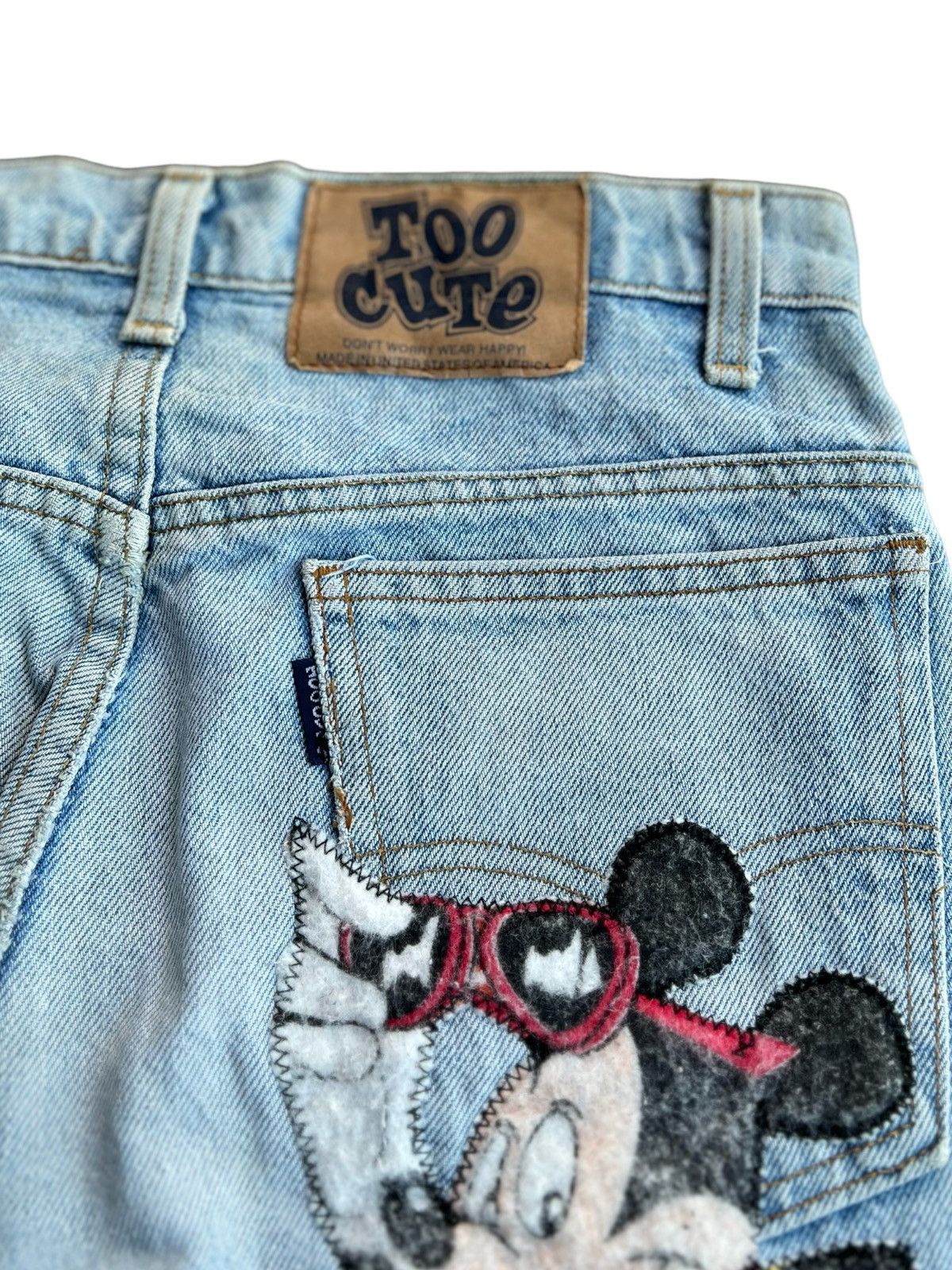 Levi's Vintage Clothing × Too Cute Guetta Bros. 🔥Vtg 90s Levis Too Cute Micky Mouse Patches Distressed Jeans Size US 31 - 19 Thumbnail