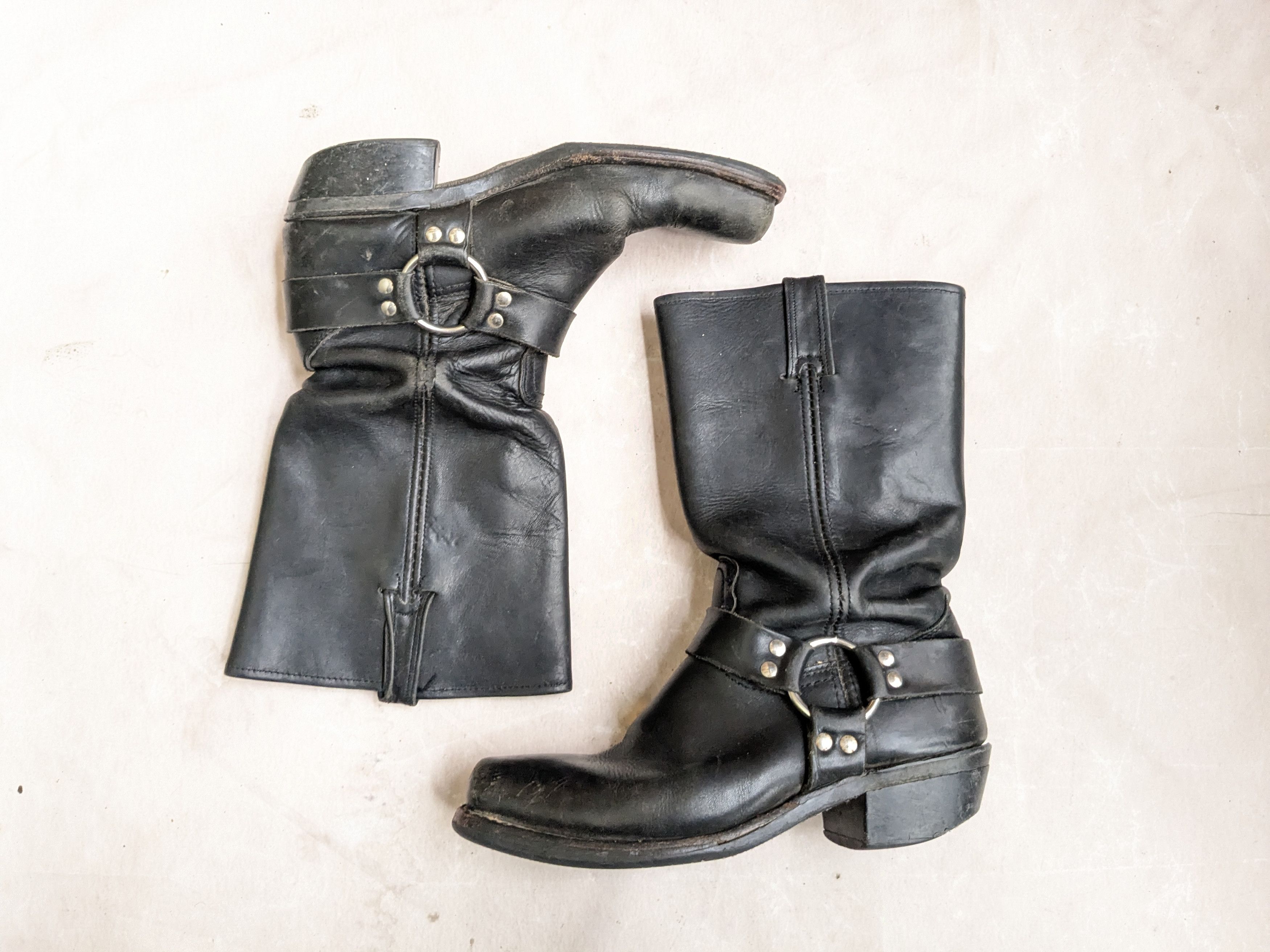 Frye Engineer Boots Black Leather 8 M Motorcycle Biker