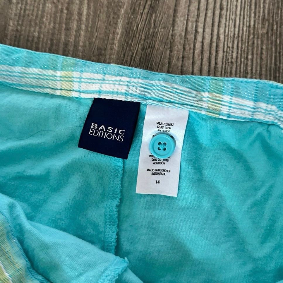 Basic Editions basic editions green blue plaid skort shorts skirt Size 36" / US 14 / IT 50 - 3 Thumbnail