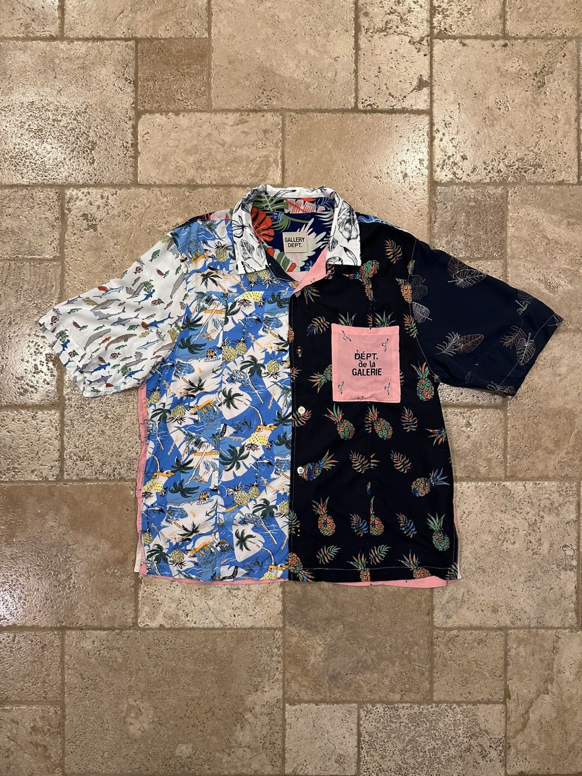 Gallery Dept. Gallery Dept Patchwork Hawaiian Button Up Parker Shirt Size US XXL / EU 58 / 5 - 4 Thumbnail