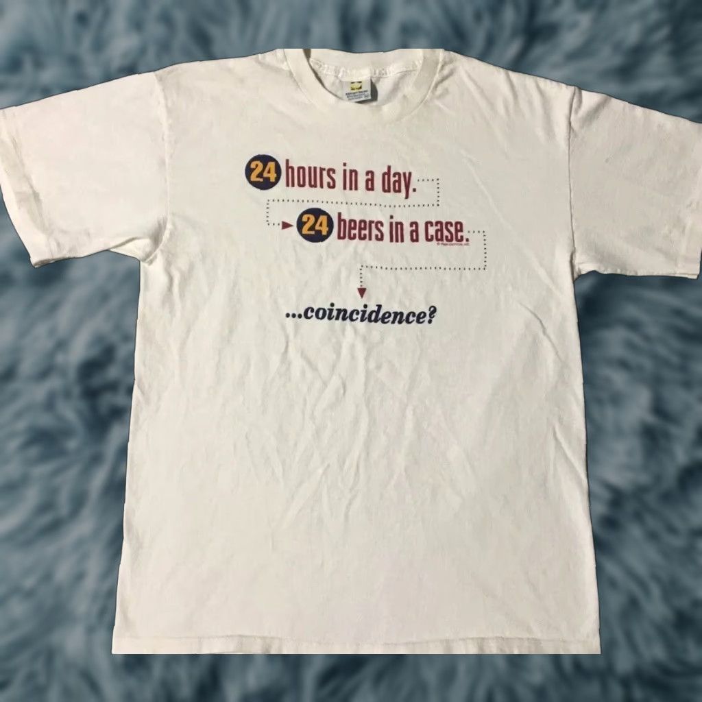 Vintage VINTAGE 90s 24 Hours 24 Beers Shirt S USA Funny Saying Bar Drinking Grunge 80s Single Stitch Men T-Shirt White Small Size US S / EU 44-46 / 1 - 1 Thumbnail