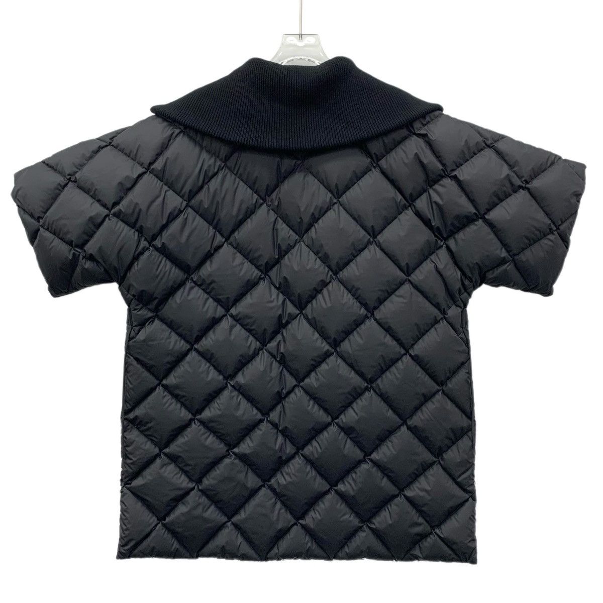 Hermes Black Diamond Check Geometric Print Zipper Down Coat