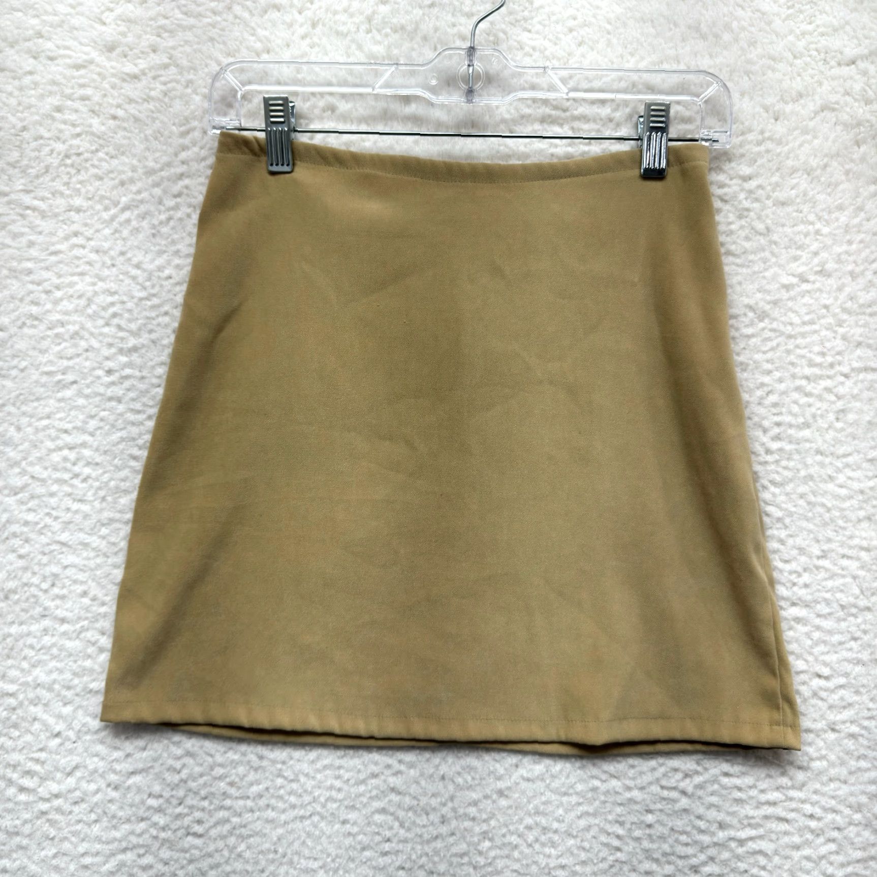 Vintage VINTAGE 90s Y2K Mini Skirt Faux Suede Beige Khaki Tan Camel Corpcore Office Womens 2 4 25 26 Size 26" / US 2 / IT 38 - 2 Thumbnail