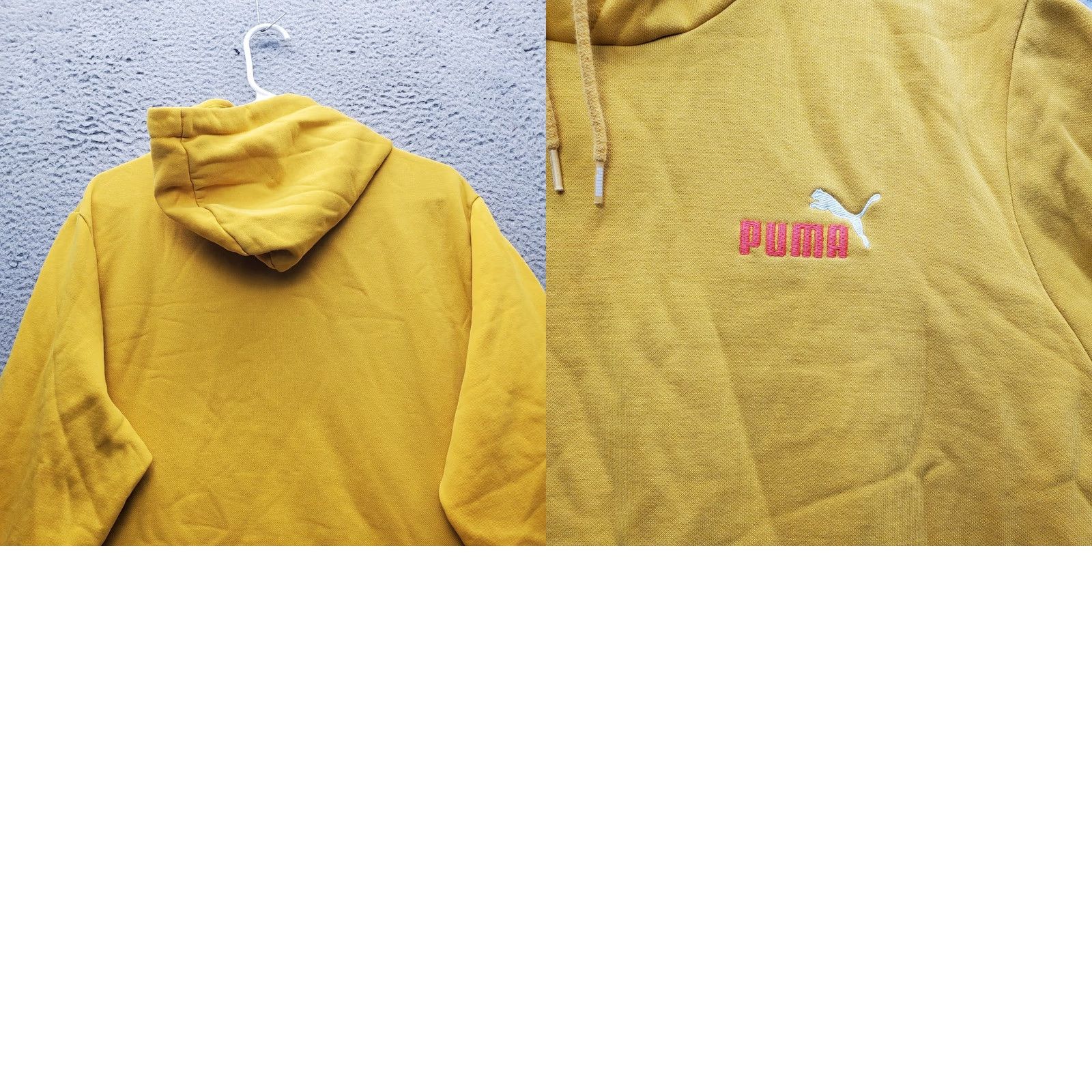 Puma Puma Hoodie Mens XL Yellow Fleece Lined Athletic Drawstring Kangaroo Pockets Size US XL / EU 56 / 4 - 8 Thumbnail