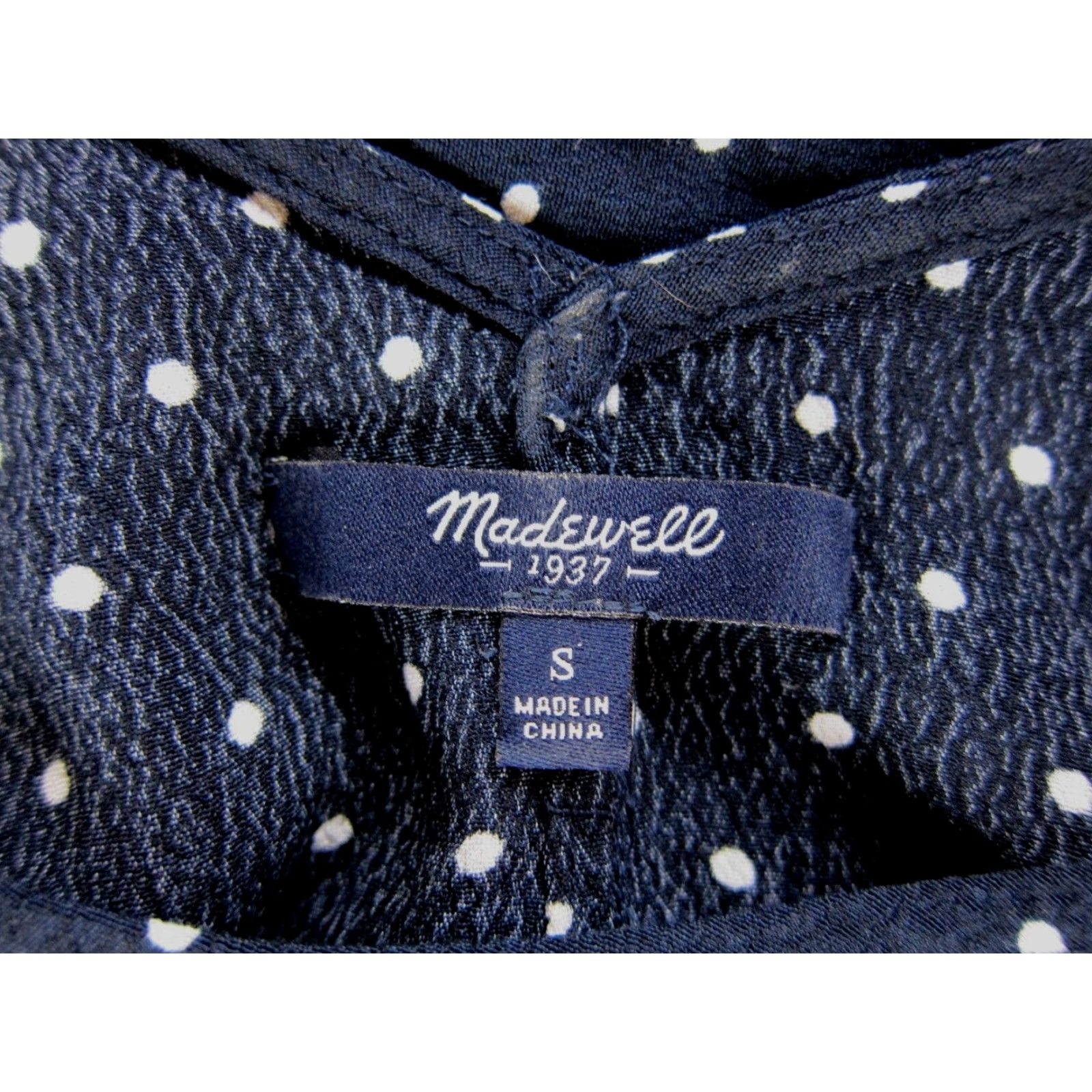 Madewell Madewell Navy Blue White Polka Dot Cap Sleeve Tunic Shift Dress Small Size S / US 4 / IT 40 - 3 Thumbnail