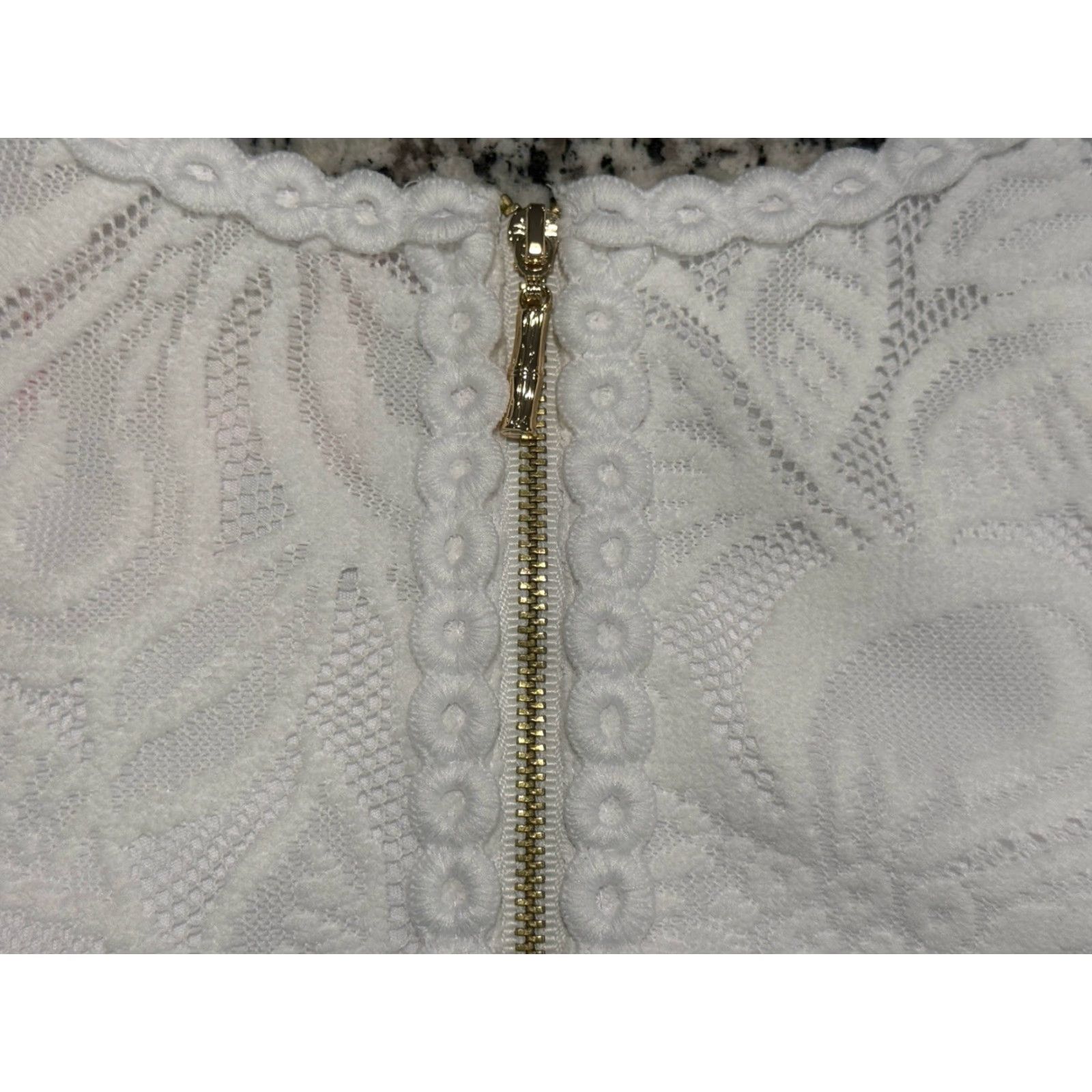 Lilly Pulitzer Lilly Pulitzer MARQUETTE SHIFT DRESS Resort White Wildflower Stripe Lace L Womens Knee Length Fit & Flare Polyester Lace Dress Size L / US 10 / IT 46 - 7 Thumbnail