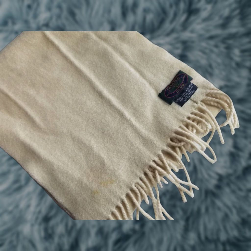 Charter Club Charter Club Scarf Rectangle Scarf Women 11x49 Beige Cashmere Wool Fringe Size ONE SIZE - 1 Thumbnail