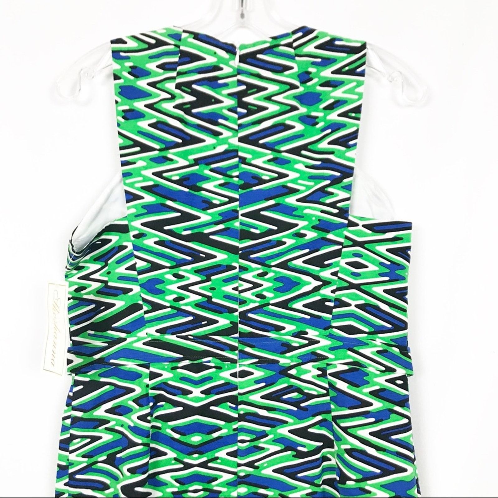 Other Shoshanna Silk Zig Zag Green Sheath Dress sz 8 Size M / US 6-8 / IT 42-44 - 8 Thumbnail