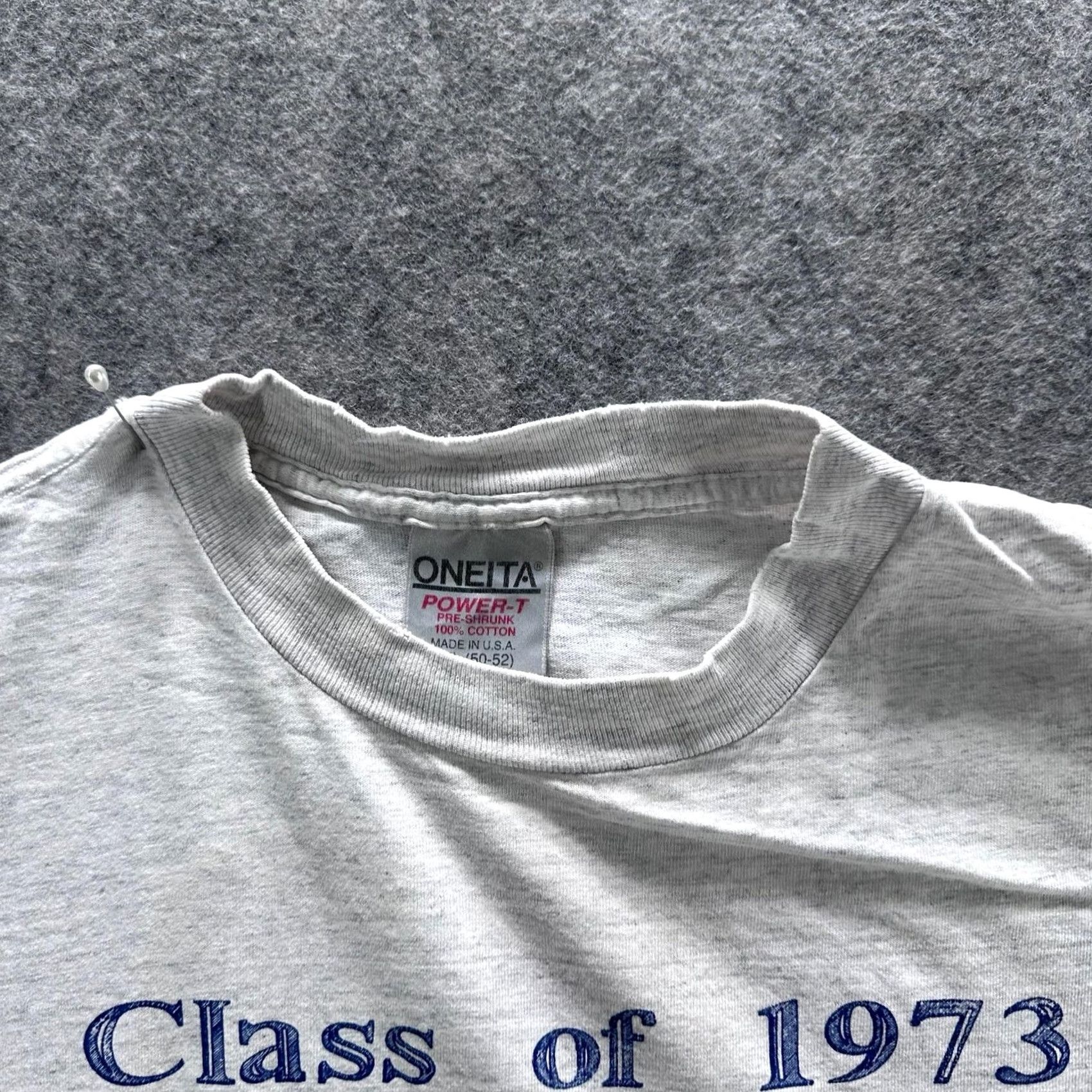 Vintage VINTAGE ONEITA Shirt Mens 2XL Gray Class Of 1973 20th Reunion Graphic Tee 90s Size US XXL / EU 58 / 5 - 4 Thumbnail