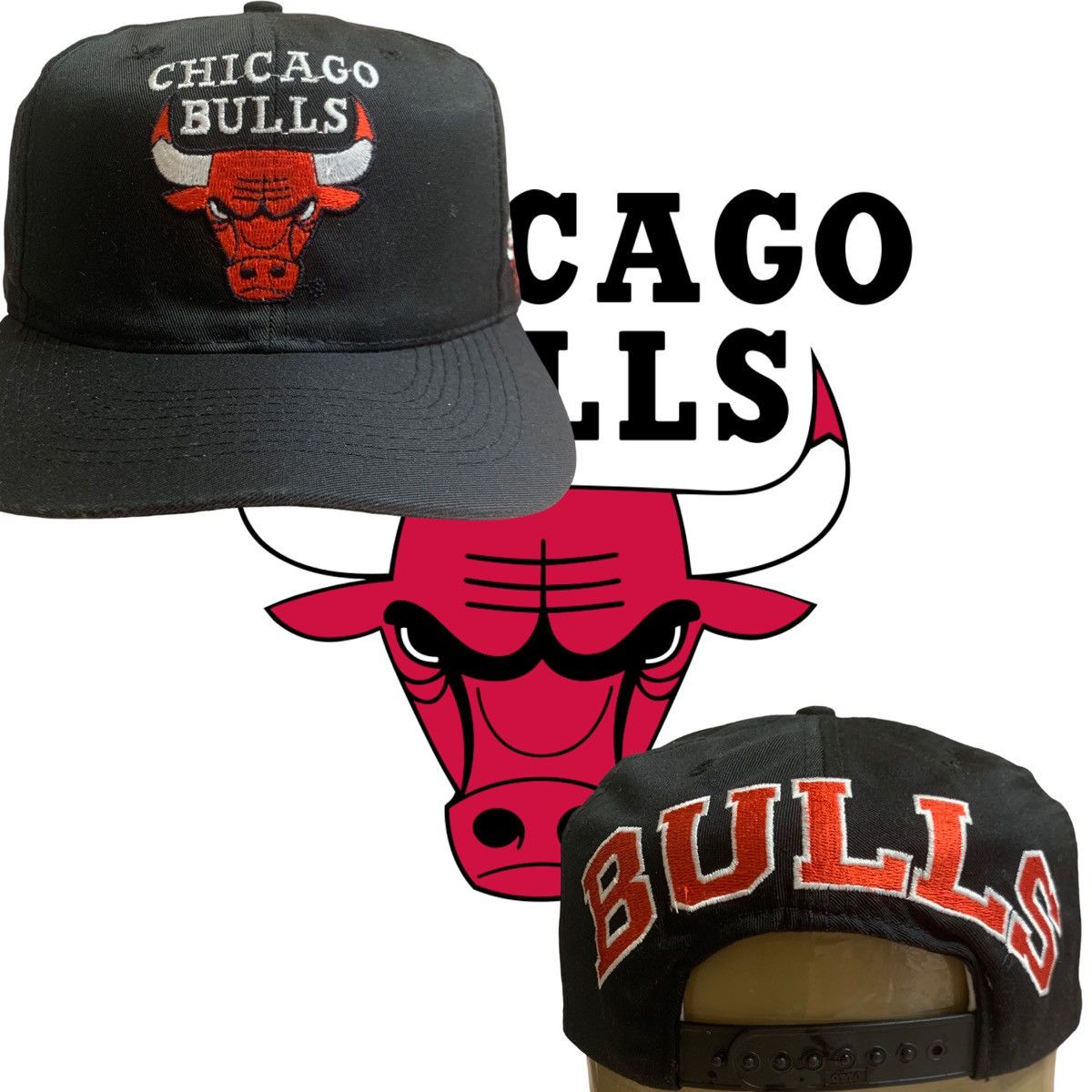 image of Chicago Bulls Blockhead Drew Pearson Snapback Hat Vintage in Black, Men's