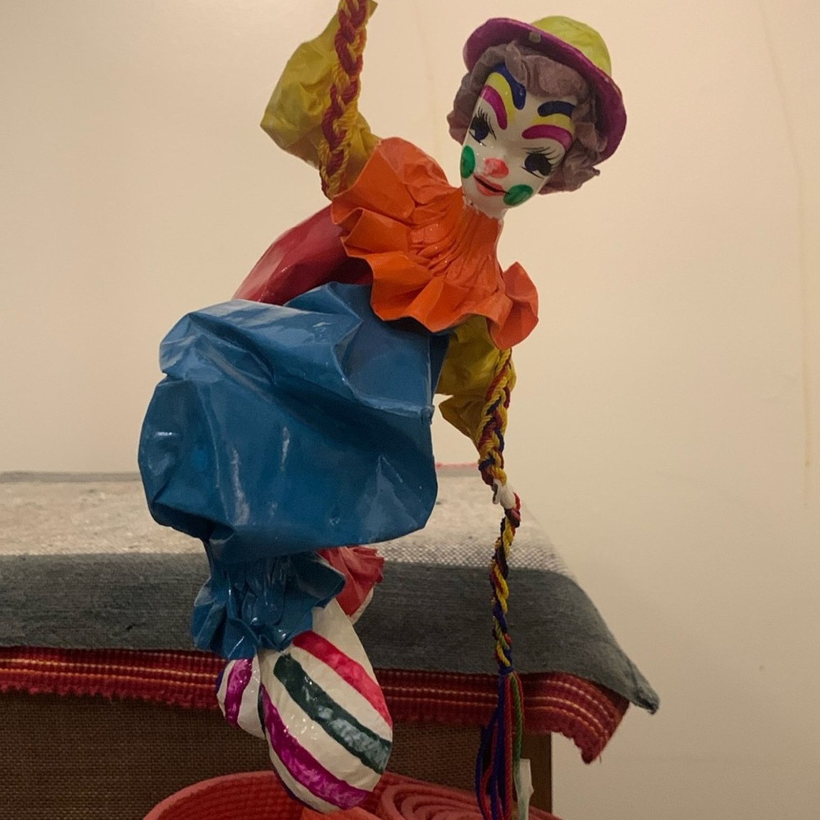 Vintage 70’s midcentury handmade papier maché clown and parachute Size ONE SIZE - 2 Thumbnail