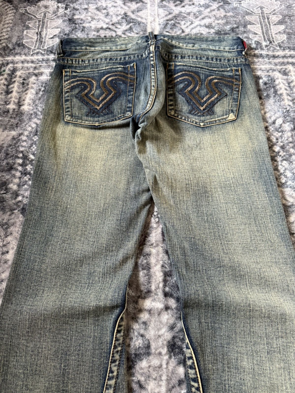 If Six Was Nine YMI Mud Wash Spiral Paneled Studded Flared Jeans Size US 32 / EU 48 - 13 Thumbnail