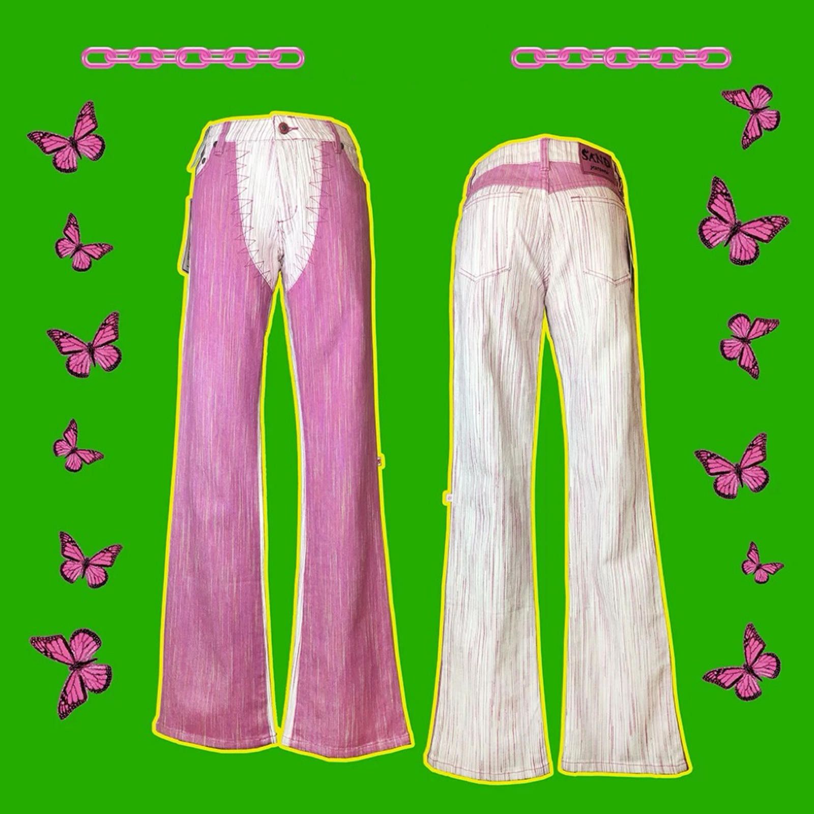 Japanese Brand Deadstock Vtg Retro Two-Tone Flared Pants with Stitch Detail Size 26" / US 2 / IT 38 - 9 Thumbnail