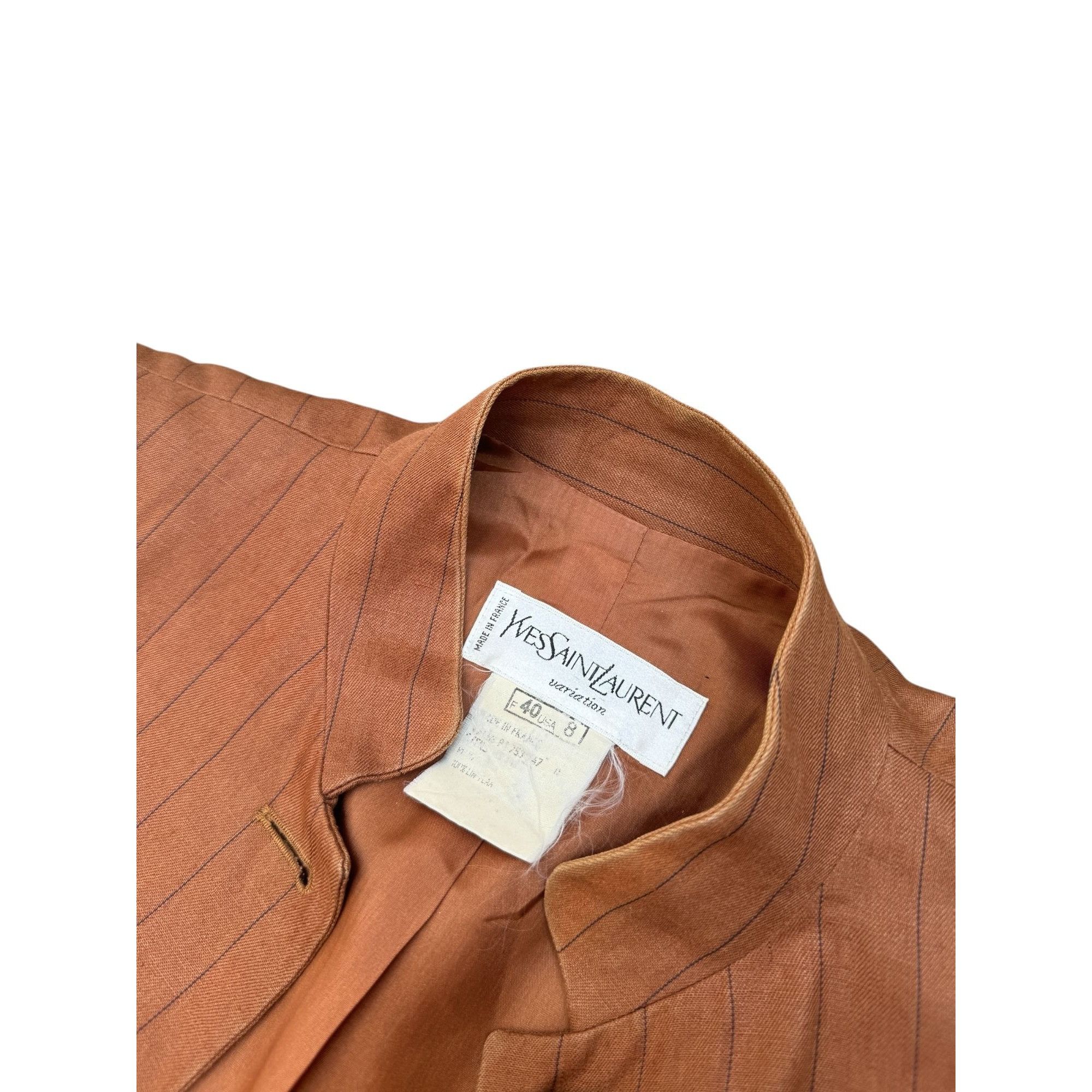 Yves Saint Laurent Brown Linen Safari Jacket Size S / US 4 / IT 40 - 7 Thumbnail