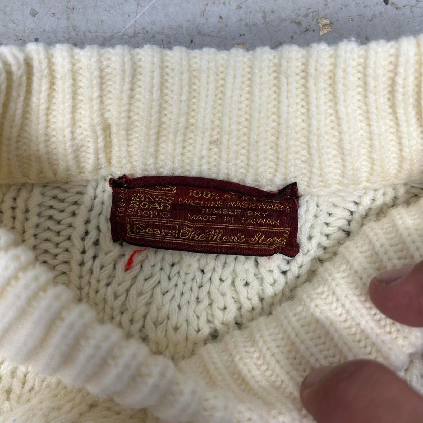 Sears Cream vintage 80s cable knit sweater Size L / US 10 / IT 46 - 3 Thumbnail