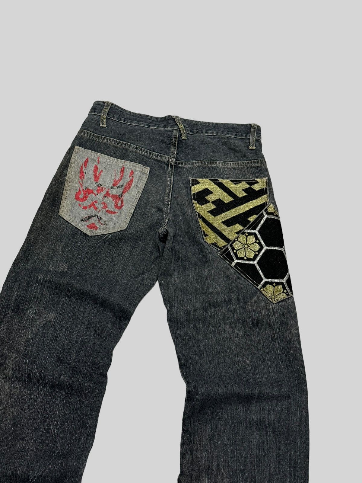 Japanese Brand Gumu Floral Double Pocket Jeans Distressed Jeans Size US 31 - 10 Thumbnail