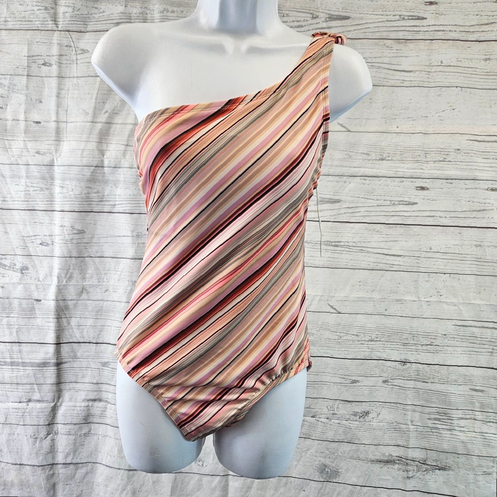 AQUA **Aqua Couture Women's Medium Pink One Piece Swimsuit Striped** User: Aqua Couture Women's Medium Pink One Piece Swimsuit Striped Size ONE SIZE - 2 Thumbnail