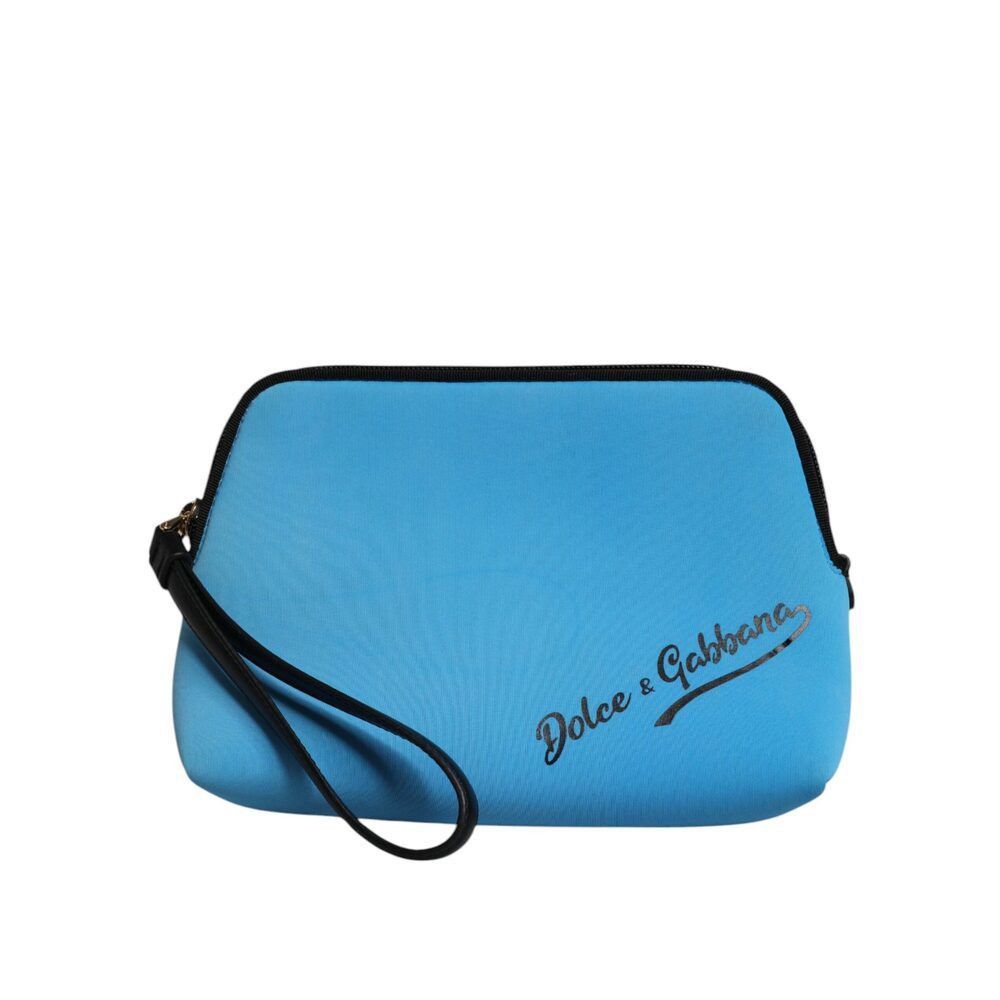 Dolce & Gabbana Blue DG Logo Print Clutch Zip Borse Pouch Ba