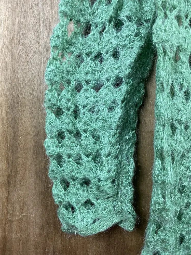 Vintage DL Japan Homespun green crochet Knitwear #Z025 Size US XL / EU 56 / 4 - 4 Thumbnail