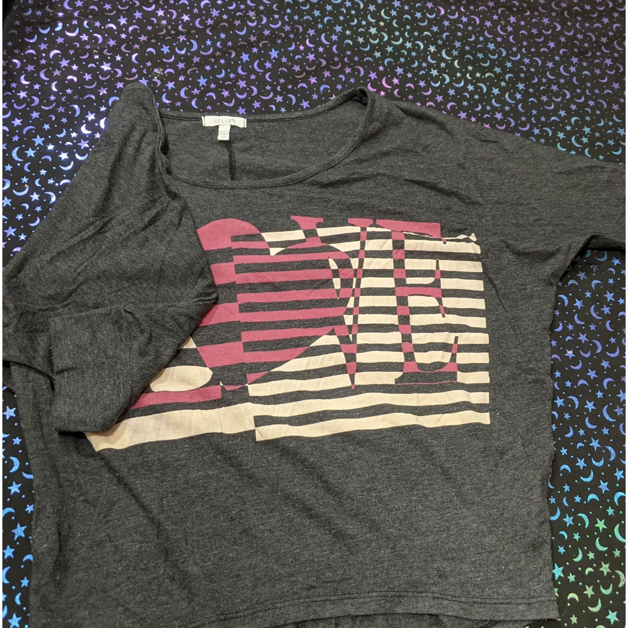 Other Delia's Retro Oversized Wide Neck Crop Top Size XS / US 0-2 / IT 36-38 - 4 Thumbnail