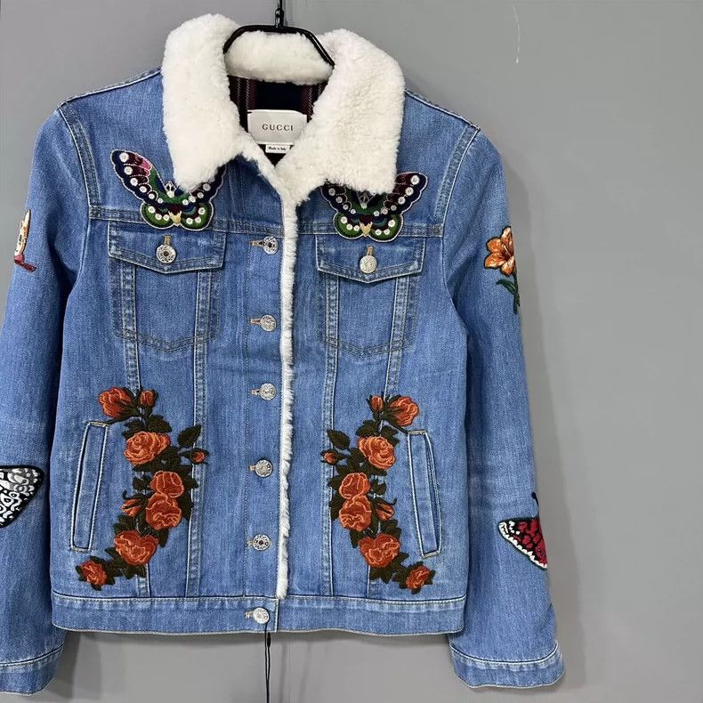 Gucci Gucci Size 10 Heavy industry lambskin embroidered floral c Size US L / EU 52-54 / 3 - 1 Thumbnail