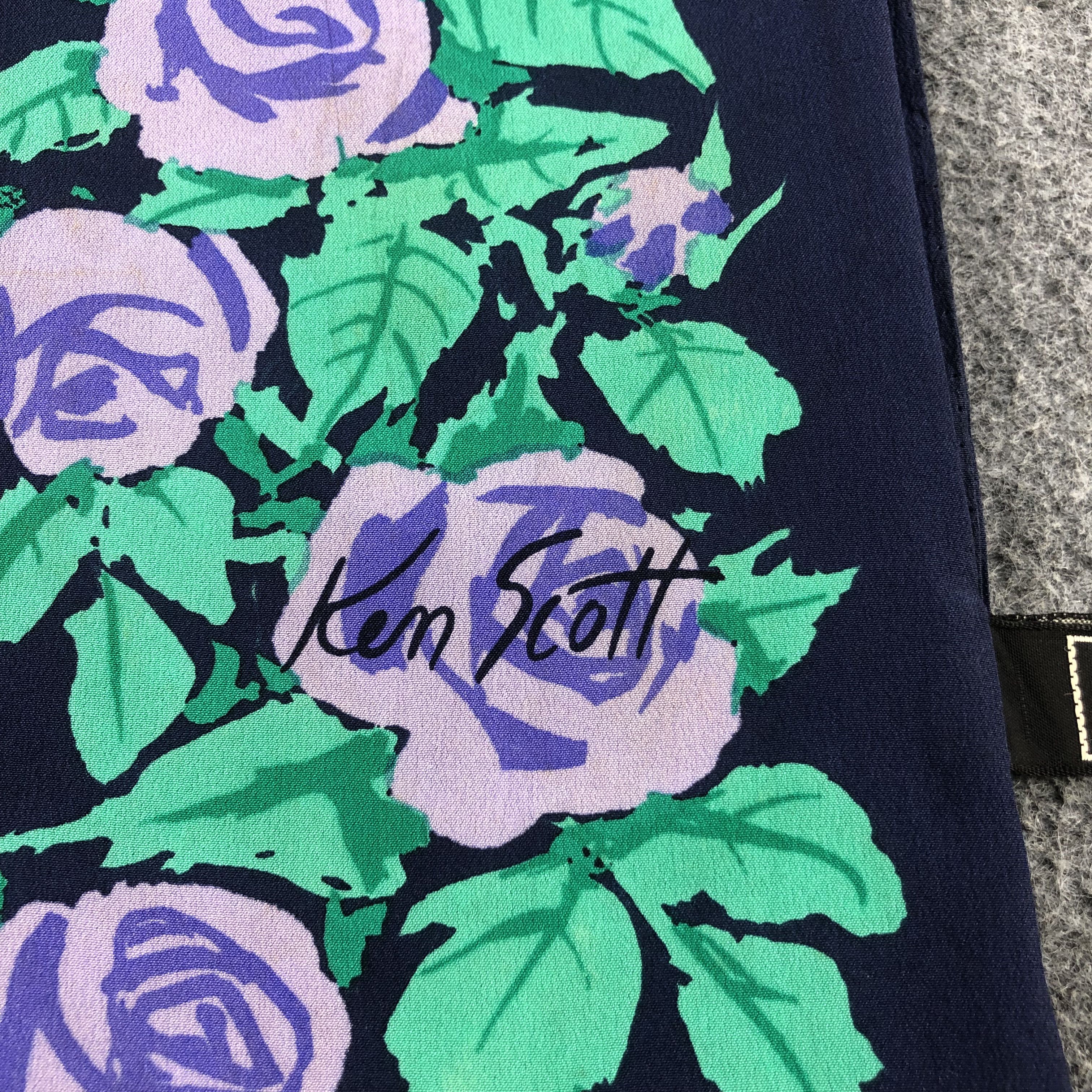 Vintage Ken Scott Floral Silk Scarf Muffler Stole Stratos M295 Size ONE SIZE - 3 Thumbnail