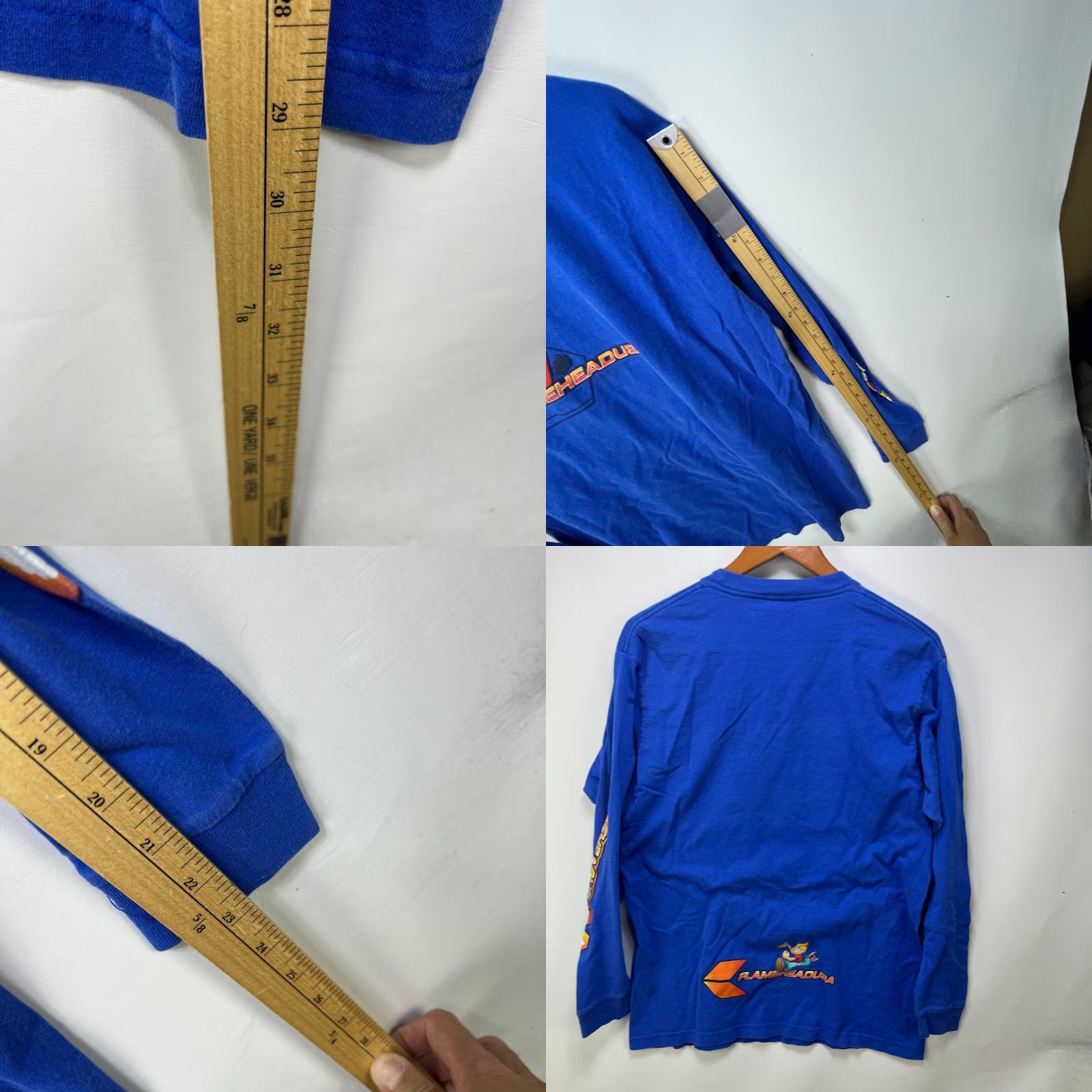 JNCO VINTAGE Flamehead USA BMX Long Sleeve Skater Shirt L Blue Mens Crew Neck 1990s Flames Logo Shirt Size US L / EU 52-54 / 3 - 8 Thumbnail