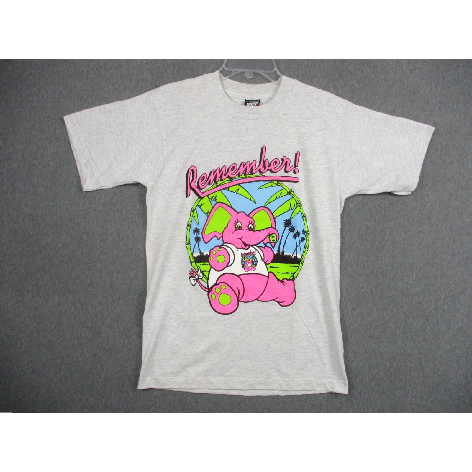 Vintage VINTAGE Screen Stars Best Shirt Mens Medium Gray Pink Elephant Single Stitch 80s Size US M / EU 48-50 / 2 - 2 Thumbnail
