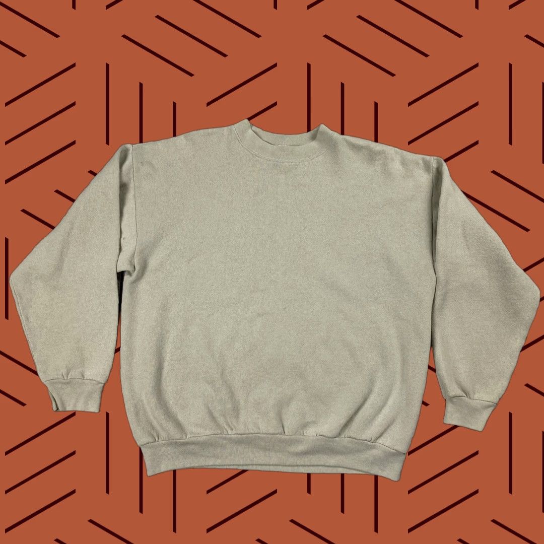 Tultex VTG Tultex USA Sweatshirt Crewneck Beige Adult Large Sweatshirt Mens Casual Warm 1990s Cotton Polyester Beigе USA Pattern Solid Size US L / EU 52-54 / 3 - 1 Thumbnail